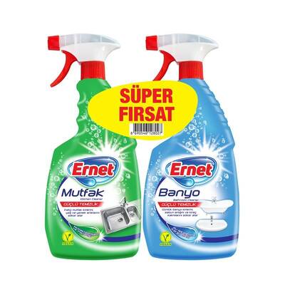 Ernet - Ernet Mutfak Temizleyici 750 ml + Banyo Temizleyici 750 ml